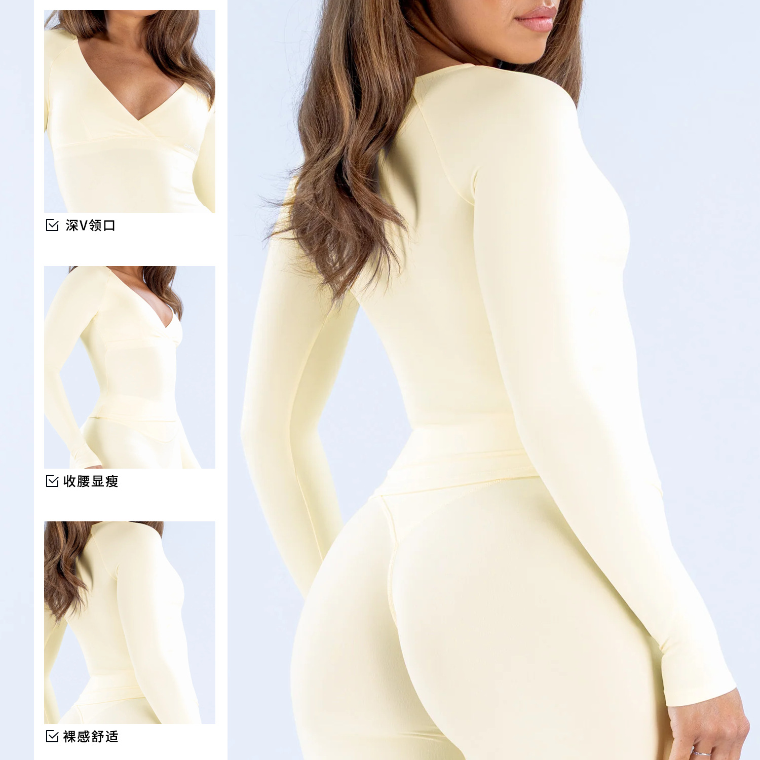 Pilates Yoga Wrap Top - New Nude-skin-friendly V-neck sports long-sleeved top