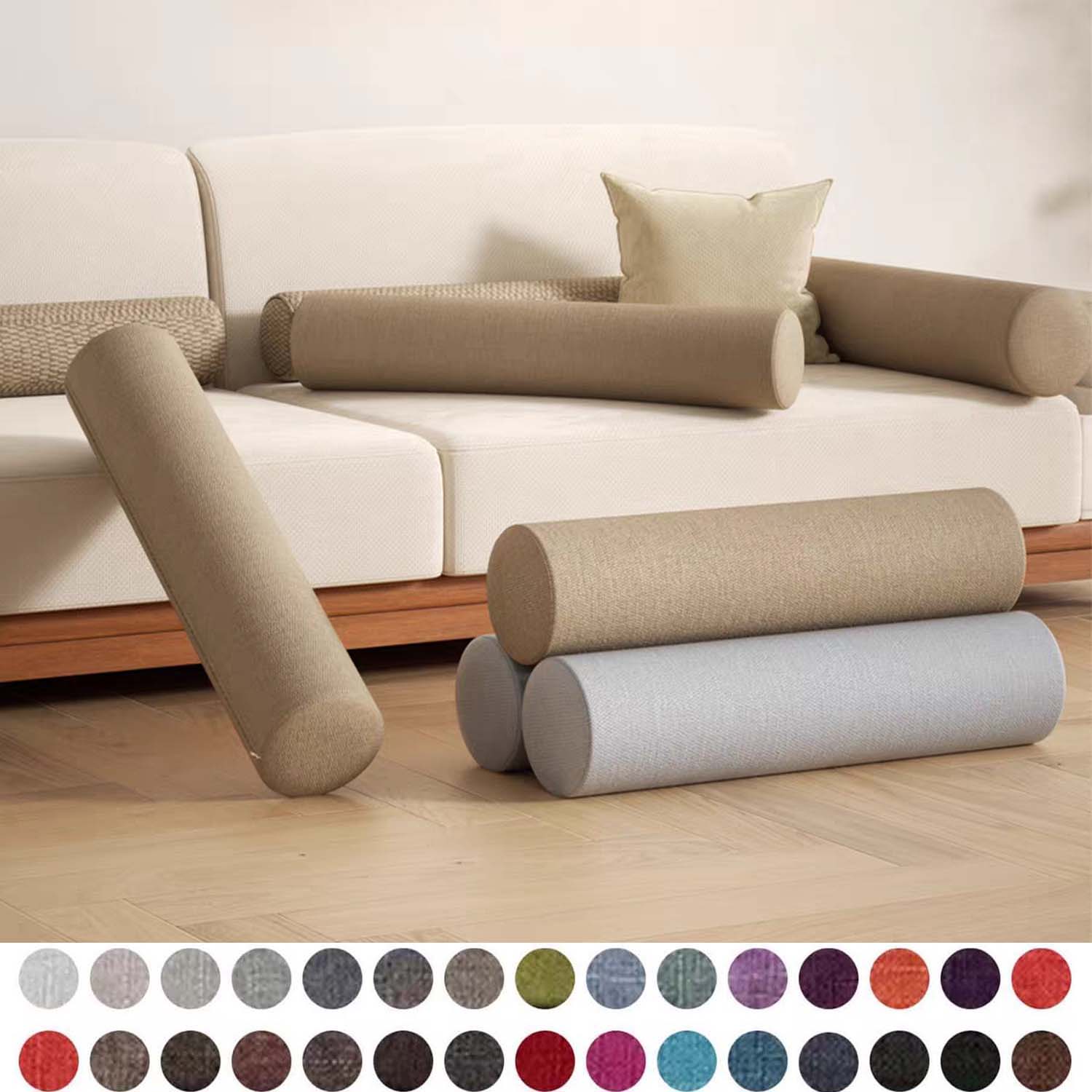 Bolster Cushion Round - Foam Roll Pillow for Knee/Leg/Neck,Full Moon