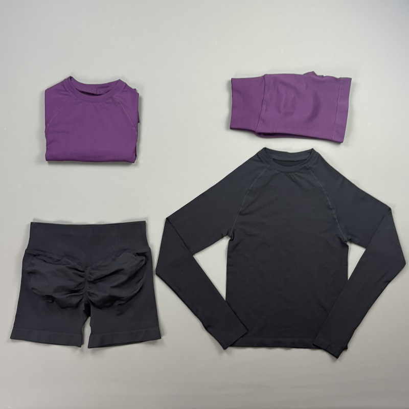 Pilates Yoga Wrap Top - 2 Piece Gym Set Women Raglan