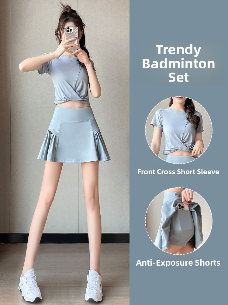 Pilates Yoga Morning - Women's Sports Set Tennis Skirt Badminton