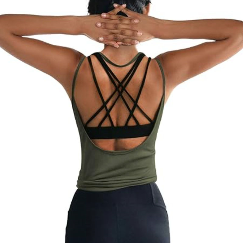 Pilates Yoga Wrap Top - Aiithuug Pilates Top Open Back Yoga
