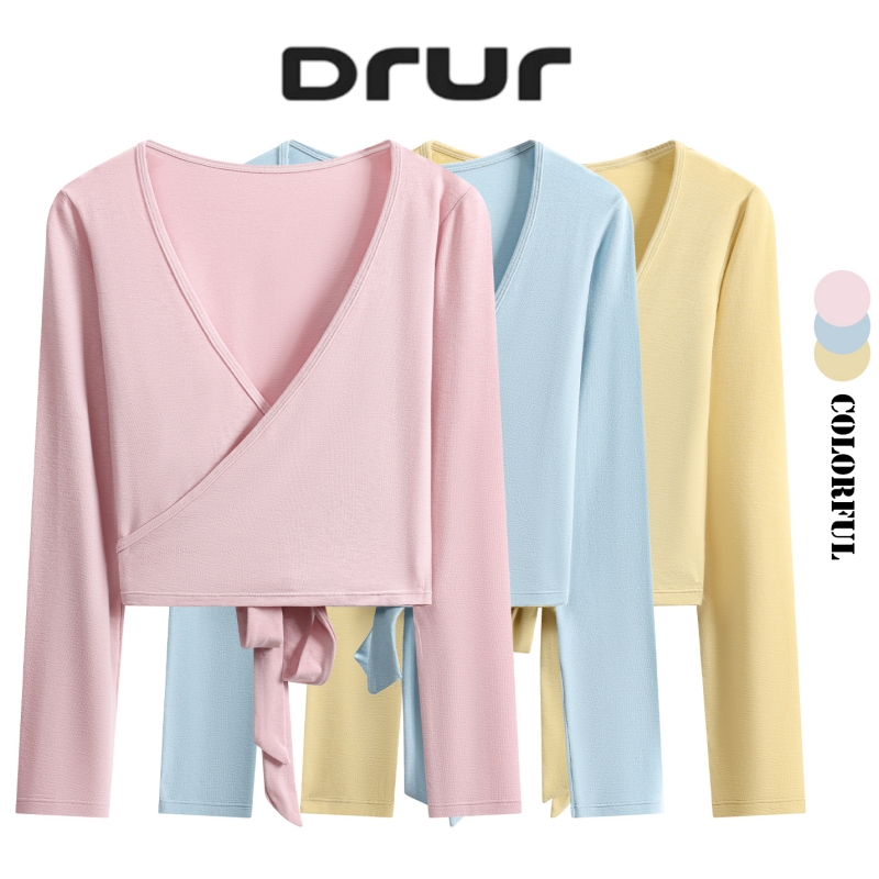 Pilates Yoga Wrap Top - DRUR Long Sleeve Wrap Yoga Top
