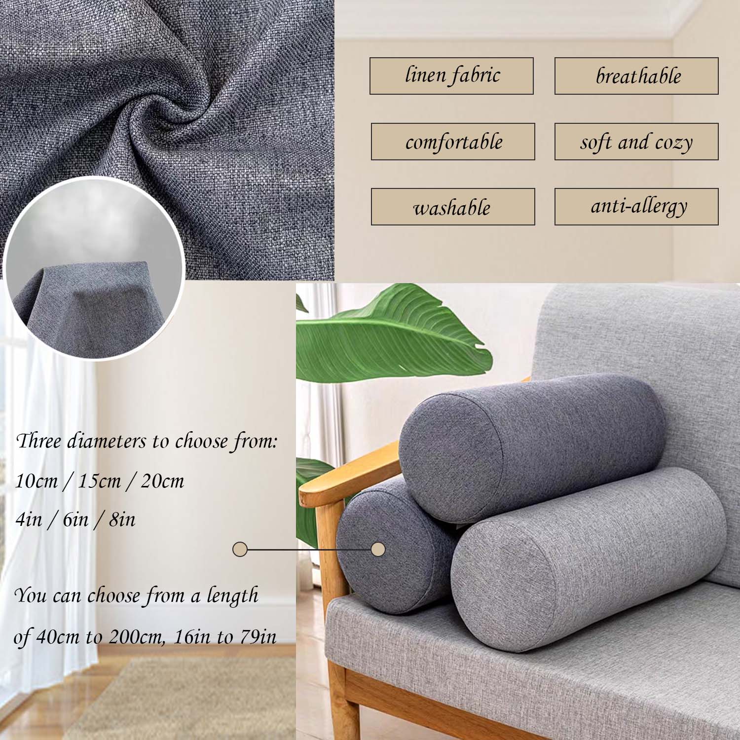 Foam Roll Pillow for Knee/Leg/ - Bolster Cushion Round 评论和价格