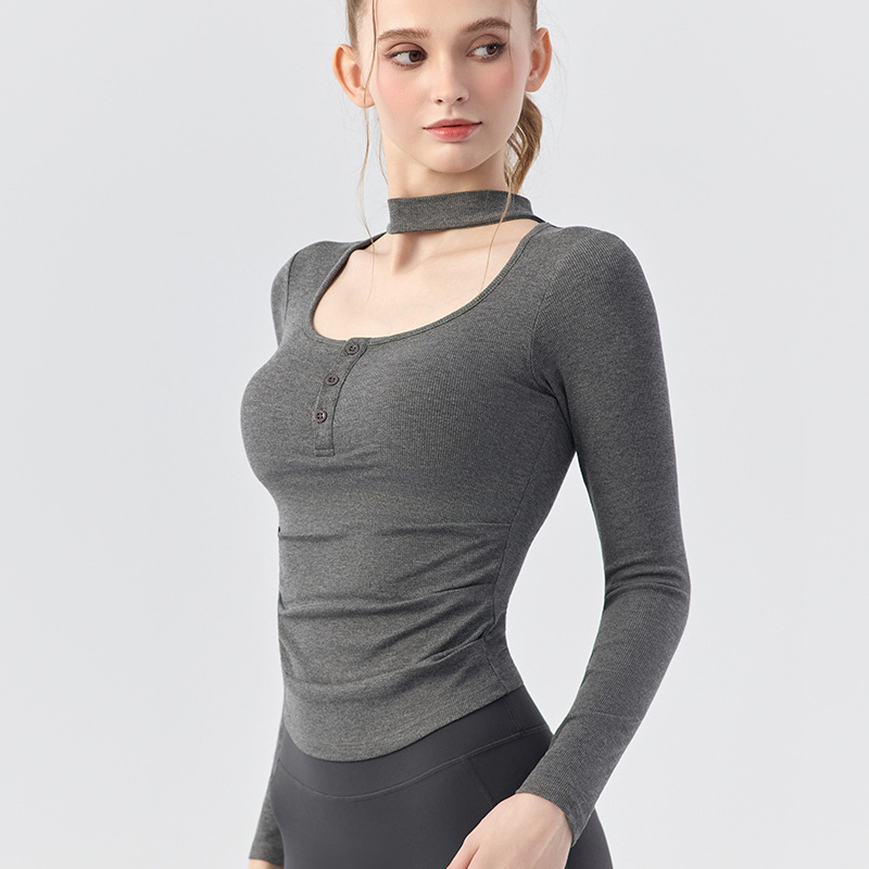 Women's Wrap Neck Yoga Top, Ro - Pilates Yoga Wrap Top 评论和价格