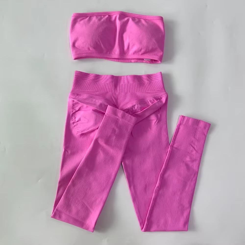 2 Piece Strapless Women's Band - Pilates Yoga Outfit 评论和价格