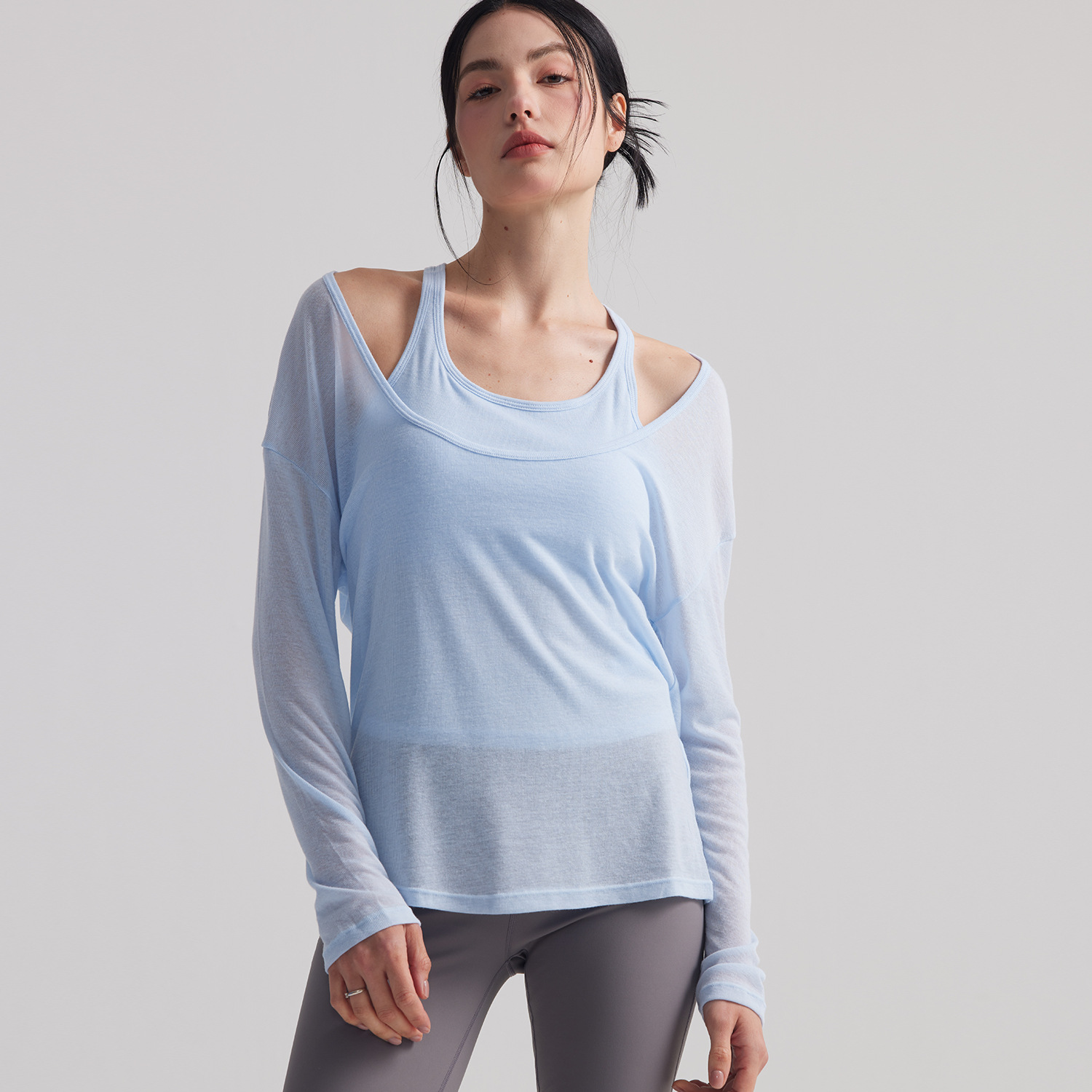 Women Loose Semi Sheer Long Sl - Pilates Yoga Outfit 评论和价格