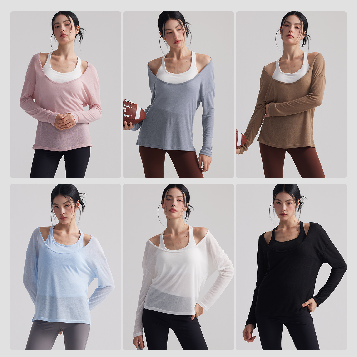 Women Loose Semi Sheer Long Sl - Pilates Yoga Outfit 评论和价格