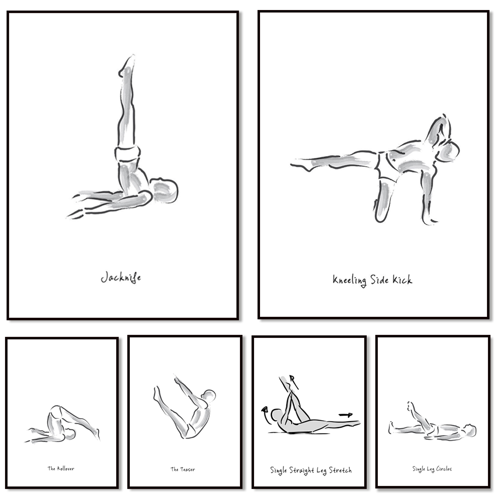 Pilates exercise black and whi - Pilates Yoga Combined 评论和价格