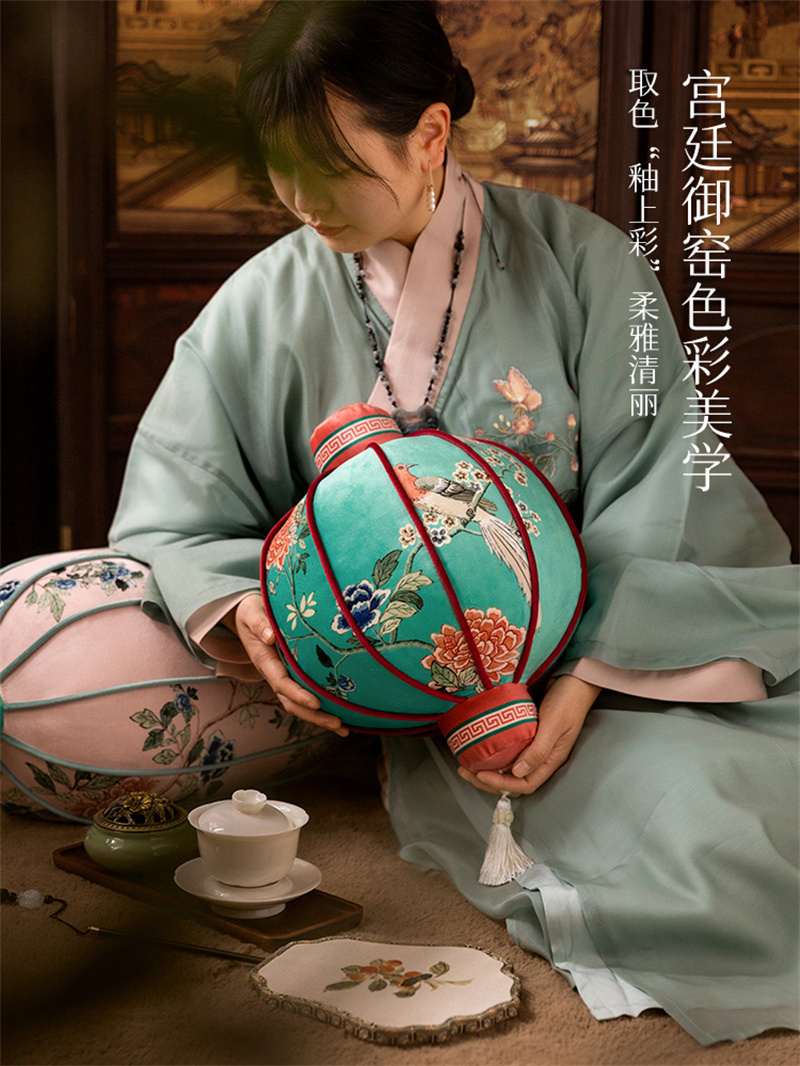 Lantern Pillow New Chinese Flo - Bolster Cushion Round 评论和价格
