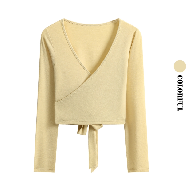 DRUR Long Sleeve Wrap Yoga Top - Pilates Yoga Wrap Top 评论和价格